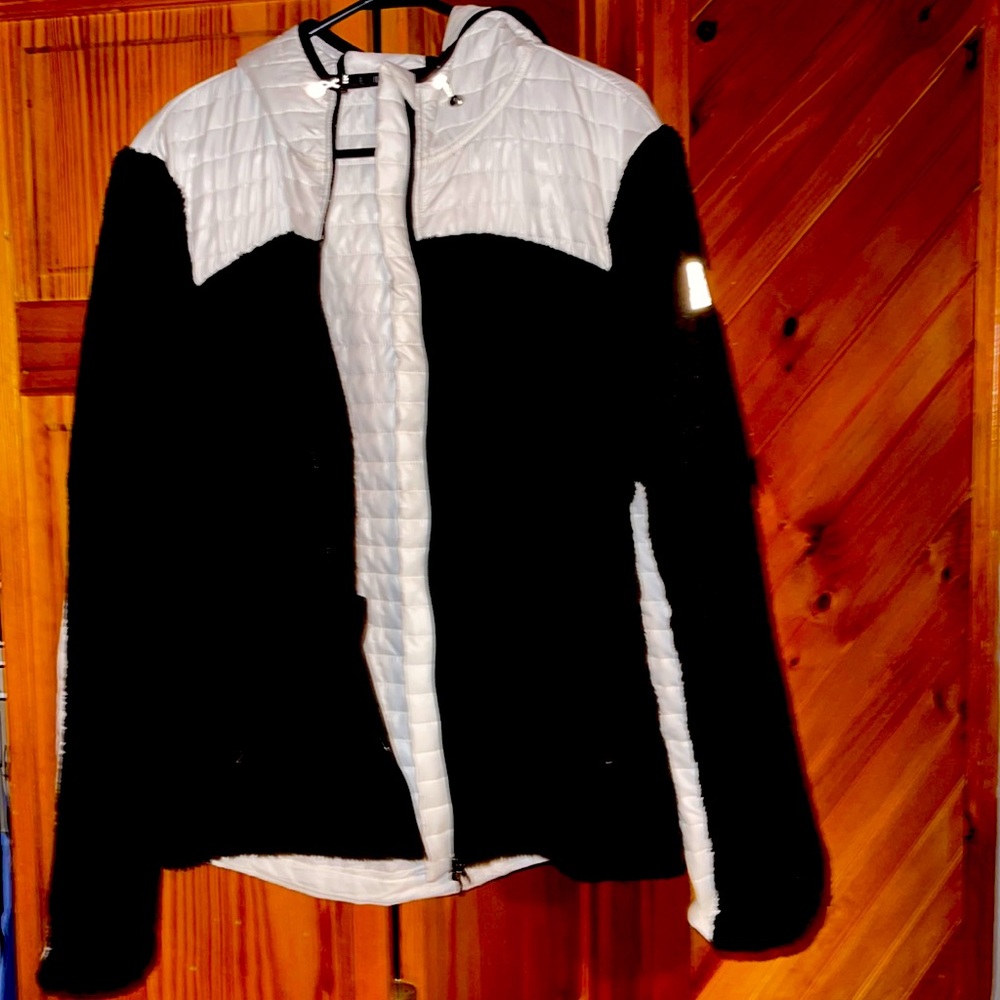 Victoria's Secret Sport Black/White Puff/Fleece Jacket Women's Size Large